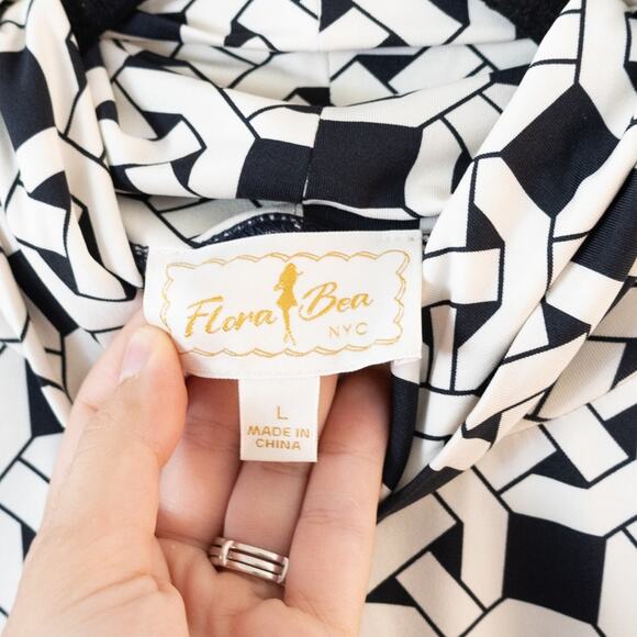 Flora Bea Geometric Mock Neck Retro Dress - Picture 4 of 6